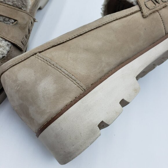 Vionic Cheryl Platform Penny Loafer Flats 9.5 Womens Shearling Slip On Tan - Picture 13 of 15